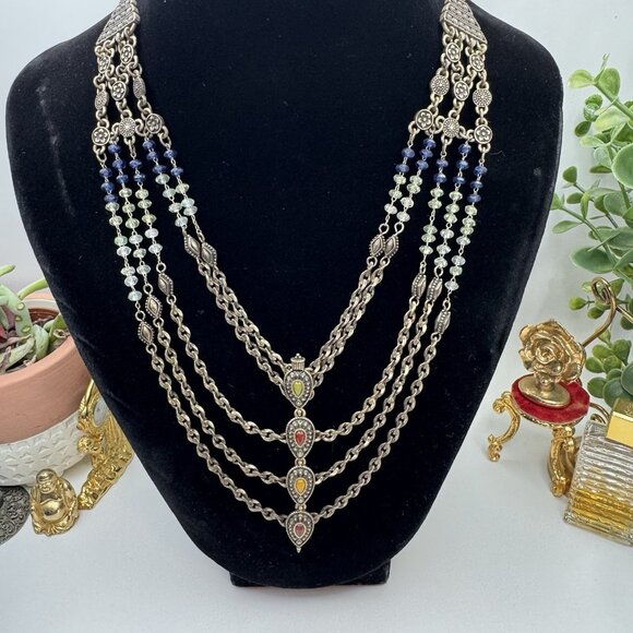 Lucky Brand Multi Strand Necklace Boho Layered Statement Beaded 22” Long - Picture 1 of 7